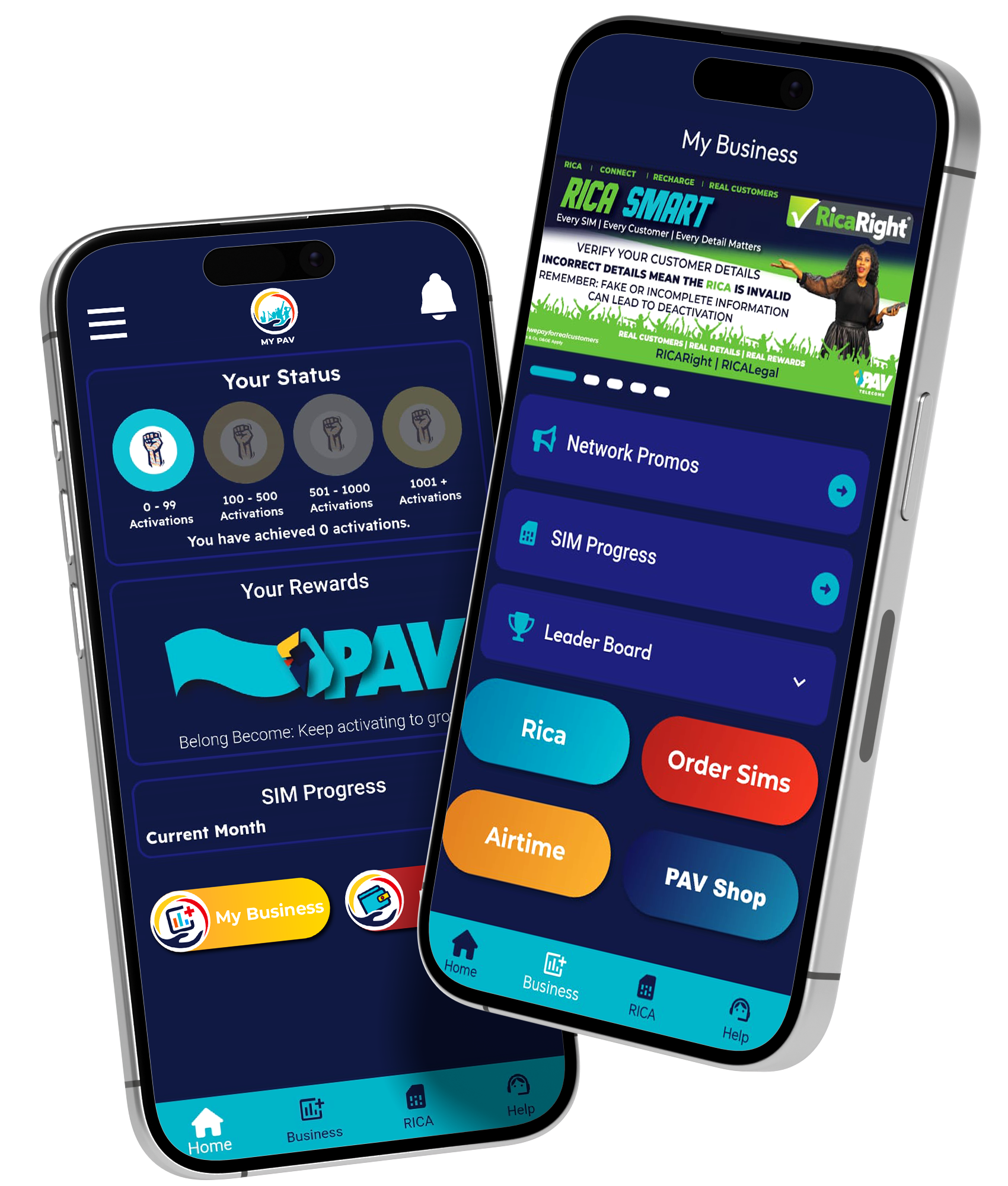 My PAV app screens